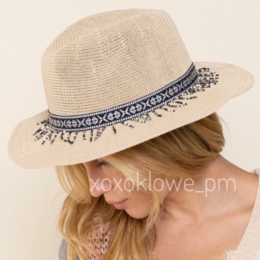 1 LEFT Black Wool Chevron Buckle Strap Wide Brim Hat - Picture 14 of 14